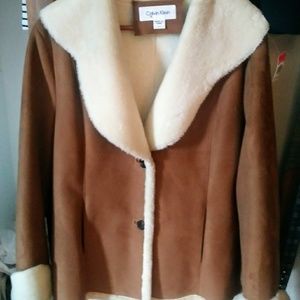 Calvin Klein Shearling warm pea coat size large